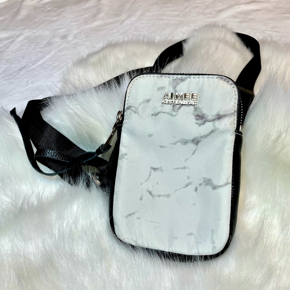 Aimee Kestenberg small, black and white, marble print, cross-body bag